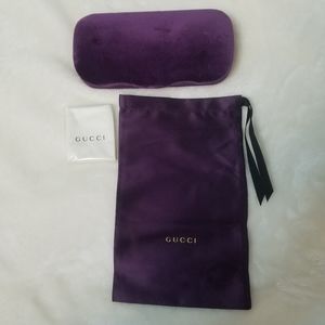 Gucci Purple Suede Sunglass and Eyewear Case with Duster and Cloth